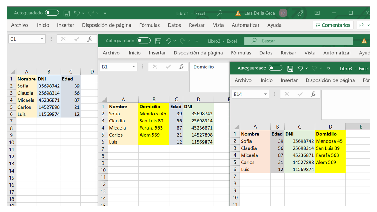 Archivos con datos del mismo tipo pero con distinto diseño (orden de las columnas, variables)